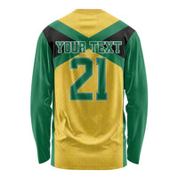Jamaica Football Custom Long Sleeve Shirt Gold Ethnic Motifs - Wonder Print Shop