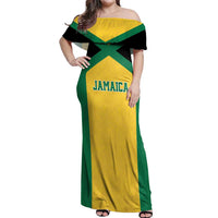 Jamaica Football Custom Off Shoulder Maxi Dress Gold Ethnic Motifs - Wonder Print Shop