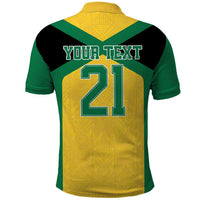 Jamaica Football Custom Polo Shirt Gold Ethnic Motifs - Wonder Print Shop