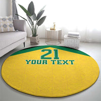 Jamaica Football Custom Round Carpet Gold Ethnic Motifs