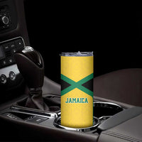 Jamaica Football Custom Skinny Tumbler Gold Ethnic Motifs - Wonder Print Shop