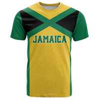 Jamaica Football Custom T Shirt Gold Ethnic Motifs - Wonder Print Shop