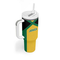 Jamaica Football Custom Tumbler With Handle Gold Ethnic Motifs - Wonder Print Shop