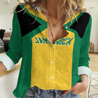 Jamaica Football Custom Women Casual Shirt Gold Ethnic Motifs - Wonder Print Shop