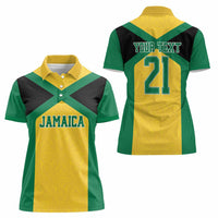 Jamaica Football Custom Women Polo Shirt Gold Ethnic Motifs - Wonder Print Shop