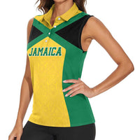Jamaica Football Custom Women Sleeveless Polo Shirt Gold Ethnic Motifs - Wonder Print Shop