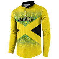 Custom Jamaica Reggae Boyz Button Sweatshirt With Traditional Pattern LT9 - Wonder Print Shop