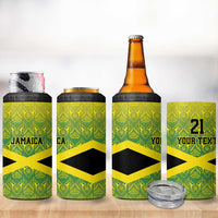 Custom Jamaica Reggae Boyz 4 in 1 Can Cooler Tumbler With Traditional Pattern LT9 - Wonder Print Shop