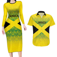 Custom Jamaica Reggae Boyz Couples Matching Long Sleeve Bodycon Dress and Hawaiian Shirt With Traditional Pattern LT9 - Wonder Print Shop