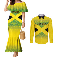 Custom Jamaica Reggae Boyz Couples Matching Mermaid Dress and Long Sleeve Button Shirt With Traditional Pattern
