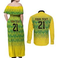 Custom Jamaica Reggae Boyz Couples Matching Off Shoulder Maxi Dress and Long Sleeve Button Shirt With Traditional Pattern LT9 - Wonder Print Shop
