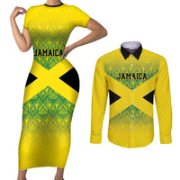 Custom Jamaica Reggae Boyz Couples Matching Short Sleeve Bodycon Dress and Long Sleeve Button Shirt With Traditional Pattern LT9 - Wonder Print Shop