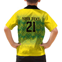 Custom Jamaica Reggae Boyz Family Matching Off The Shoulder Long Sleeve Dress and Hawaiian Shirt With Traditional Pattern - Wonder Print Shop