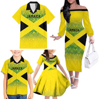 Custom Jamaica Reggae Boyz Family Matching Off The Shoulder Long Sleeve Dress and Hawaiian Shirt With Traditional Pattern - Wonder Print Shop