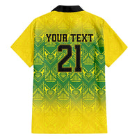 Custom Jamaica Reggae Boyz Family Matching Off The Shoulder Long Sleeve Dress and Hawaiian Shirt With Traditional Pattern - Wonder Print Shop