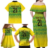 Custom Jamaica Reggae Boyz Family Matching Off Shoulder Maxi Dress and Hawaiian Shirt With Traditional Pattern LT9 - Wonder Print Shop