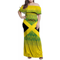 Custom Jamaica Reggae Boyz Family Matching Off Shoulder Maxi Dress and Hawaiian Shirt With Traditional Pattern LT9 - Wonder Print Shop