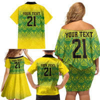 Custom Jamaica Reggae Boyz Family Matching Off Shoulder Short Dress and Hawaiian Shirt With Traditional Pattern LT9 - Wonder Print Shop