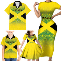 Custom Jamaica Reggae Boyz Family Matching Short Sleeve Bodycon Dress and Hawaiian Shirt With Traditional Pattern - Wonder Print Shop
