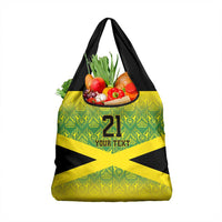 Custom Jamaica Reggae Boyz Grocery Bag With Traditional Pattern