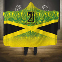 Custom Jamaica Reggae Boyz Hooded Blanket With Traditional Pattern