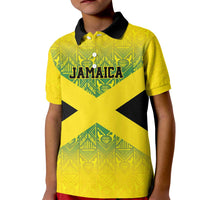 Custom Jamaica Reggae Boyz Kid Polo Shirt With Traditional Pattern - Wonder Print Shop