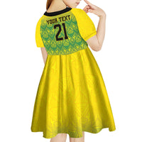 Custom Jamaica Reggae Boyz Kid Short Sleeve Dress With Traditional Pattern - Wonder Print Shop