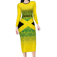 Custom Jamaica Reggae Boyz Long Sleeve Bodycon Dress With Traditional Pattern - Wonder Print Shop