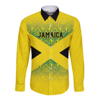 Custom Jamaica Reggae Boyz Long Sleeve Button Shirt With Traditional Pattern - Wonder Print Shop