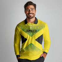 Custom Jamaica Reggae Boyz Long Sleeve Polo Shirt With Traditional Pattern - Wonder Print Shop