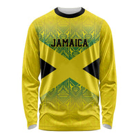 Custom Jamaica Reggae Boyz Long Sleeve Shirt With Traditional Pattern - Wonder Print Shop