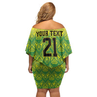Custom Jamaica Reggae Boyz Off Shoulder Short Dress With Traditional Pattern - Wonder Print Shop