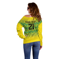 Custom Jamaica Reggae Boyz Off Shoulder Sweater With Traditional Pattern - Wonder Print Shop