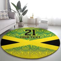 Custom Jamaica Reggae Boyz Round Carpet With Traditional Pattern