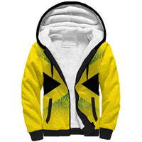 Custom Jamaica Reggae Boyz Sherpa Hoodie With Traditional Pattern - Wonder Print Shop