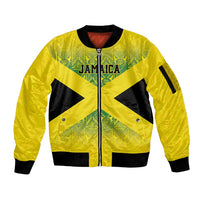 Custom Jamaica Reggae Boyz Sleeve Zip Bomber Jacket With Traditional Pattern - Wonder Print Shop