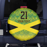 Custom Jamaica Reggae Boyz Spare Tire Cover With Traditional Pattern - Wonder Print Shop
