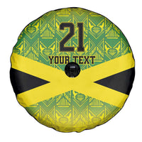 Custom Jamaica Reggae Boyz Spare Tire Cover With Traditional Pattern - Wonder Print Shop