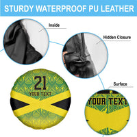 Custom Jamaica Reggae Boyz Spare Tire Cover With Traditional Pattern - Wonder Print Shop