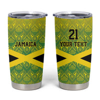 Custom Jamaica Reggae Boyz Tumbler Cup With Traditional Pattern - Wonder Print Shop