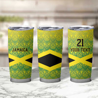 Custom Jamaica Reggae Boyz Tumbler Cup With Traditional Pattern - Wonder Print Shop