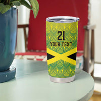 Custom Jamaica Reggae Boyz Tumbler Cup With Traditional Pattern - Wonder Print Shop