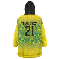 Custom Jamaica Reggae Boyz Wearable Blanket Hoodie With Traditional Pattern - Wonder Print Shop
