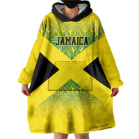 Custom Jamaica Reggae Boyz Wearable Blanket Hoodie With Traditional Pattern - Wonder Print Shop