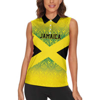 Custom Jamaica Reggae Boyz Women Sleeveless Polo Shirt With Traditional Pattern - Wonder Print Shop