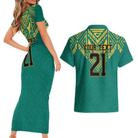 Jamaica Tribal Custom Football Couples Matching Short Sleeve Bodycon Dress and Hawaiian Shirt Green Style LT9 - Wonder Print Shop