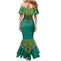 Jamaica Tribal Custom Football Family Matching Mermaid Dress and Hawaiian Shirt Green Style LT9 - Wonder Print Shop