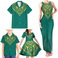 Jamaica Tribal Custom Football Family Matching Tank Maxi Dress and Hawaiian Shirt Green Style - Wonder Print Shop