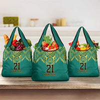 Jamaica Tribal Custom Football Grocery Bag Green Style