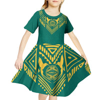 Jamaica Tribal Custom Football Kid Short Sleeve Dress Green Style - Wonder Print Shop